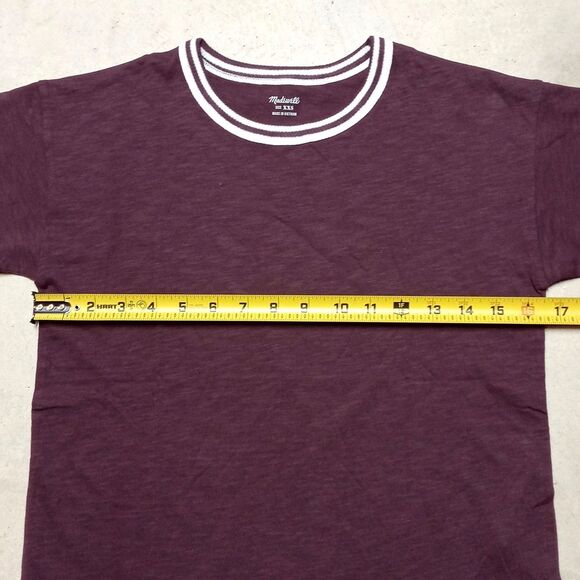 2-Pack of NWT Madewell Womens XXS Ringer Tee Whisper Burgundy T-shirts - Picture 9 of 9